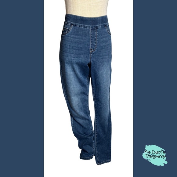 Nine West Blue Jeggings Medium Wash Elastic Waistband Size 12 - Picture 1 of 15